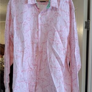 Pink Flamingo Print Men's Shirt